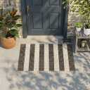LEEVAN Outdoor Patio Rug 3x5, Washable Striped Front Porch Mat, Spring Colorful Outside Entryway Rug, Woven Welcome Doormat Black and White Buffalo Backyard Layered Mat for Entrance/Go Away/Deck