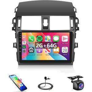 2G+64G Android Car Radio for Toyota Corolla 2009-2013, Rimoody Car Stereo Wireless Carplay and Android Auto GPS WiFi 9 Inch Touchscreen EQ Bluetooth FM/RDS SWC Mirror Link + Backup Camera