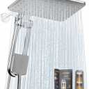 Dual Filtered Rainfall Handheld Shower Head Spray Combo, DAKINGS 7-Mode Shower Head with Handheld Spray Combination, Upgraded 11-Inch High Flow Rain Handheld Spray Combo With Fixed Showerhead, Chrome