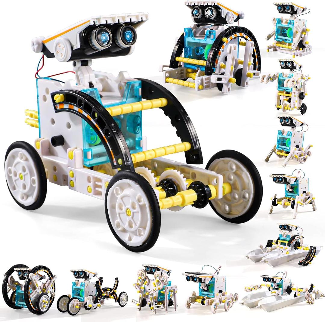 Lucky Doug Toys for Ages 8-13,12-in-1 STEM Solar Robot Kit Toys Gifts for Kids 8 9 10 11 12 13 Years Old, Educational Building Science Experiment Set Gifts for Kids Boys Girls (White)