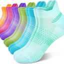 PAPLUS Ankle Compression Socks for Women 6 Pairs, Running Socks with Heel Tab, Cushioned Low Cut Athletic Socks (Small-Medium)