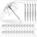 Reginary 30 Pieces Wedding Umbrellas Bulk Auto Open Stick Umbrellas with White European J Hook Handle Windproof Large Canopy Umbrella for Outdoor Wedding Bride Groom Photography Golf (Clear)