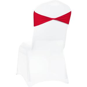 VDS Pack of 25 PCS | Red | Spandex Chair Sashes Bows Without Buckle | Stretch Elastic Banquet Universal Folding Chair Band Tie with for Wedding Party Conference Celebration Event Decoration