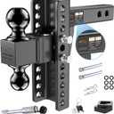 Adjustable Trailer Hitch -Drop Hitch (Fits 2.5-Inch Receiver) -Heavy Duty Tow Hitch with 8-Inch Drop/Rise, 2" & 2-5/16" Ball Hitches for Truck (25,000 LBS GTW) -w/Anti-Theft Hitch Locking Pins