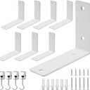 L Floating Shelf Brackets,8 Pack Heavy Duty L Brackets for Shelves, L 5" X H 4" White Metal Countertop Support Brackets,Wall Mounting for Wood