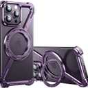 OATSBASF Minimalist Phone Case Compatible with iPhone 14 Pro 6.1", 360 Rotation Kickstand Aluminum Metal Frameless Design Bumper Z Case, Protective Shock Grade Shell, Purple