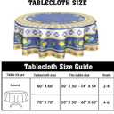 Kawani Lemon Round Tablecloth 70 Inch Blue Yellow French Country Style Fruit Floral Print Table Cloth Rustic Farmhouse Table Cover for Kitchen Dining Room Party Home Decor