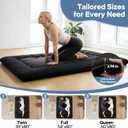 DUMOS Japanese Floor Mattress Twin Size, Futon Mattress Foldable with Removable Washable Cover, Portable Roll Up Tatami Mat for Kids Room, Dorm, Sleepovers and Solo Sleeper, Black