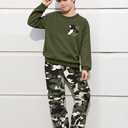 WIQI Boys Clothes Size 10-12 Youth Boys Fall Outfits Teen Sweatsuit Crewneck Pullover Sweatshirt Tops Casual Pants 2 Piece Winter Clothing Sets (Green)