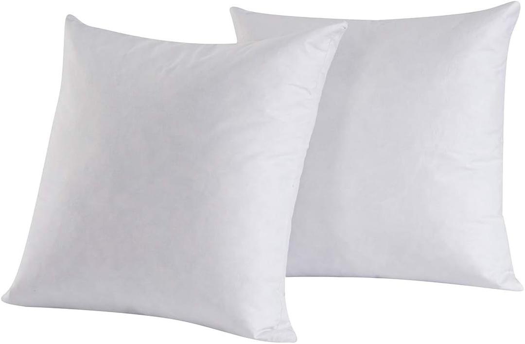 Set of 2, 95% Feather 5% Down Square Decorative Throw Pillow Insert, Cotton Cover, 16x16 Inch