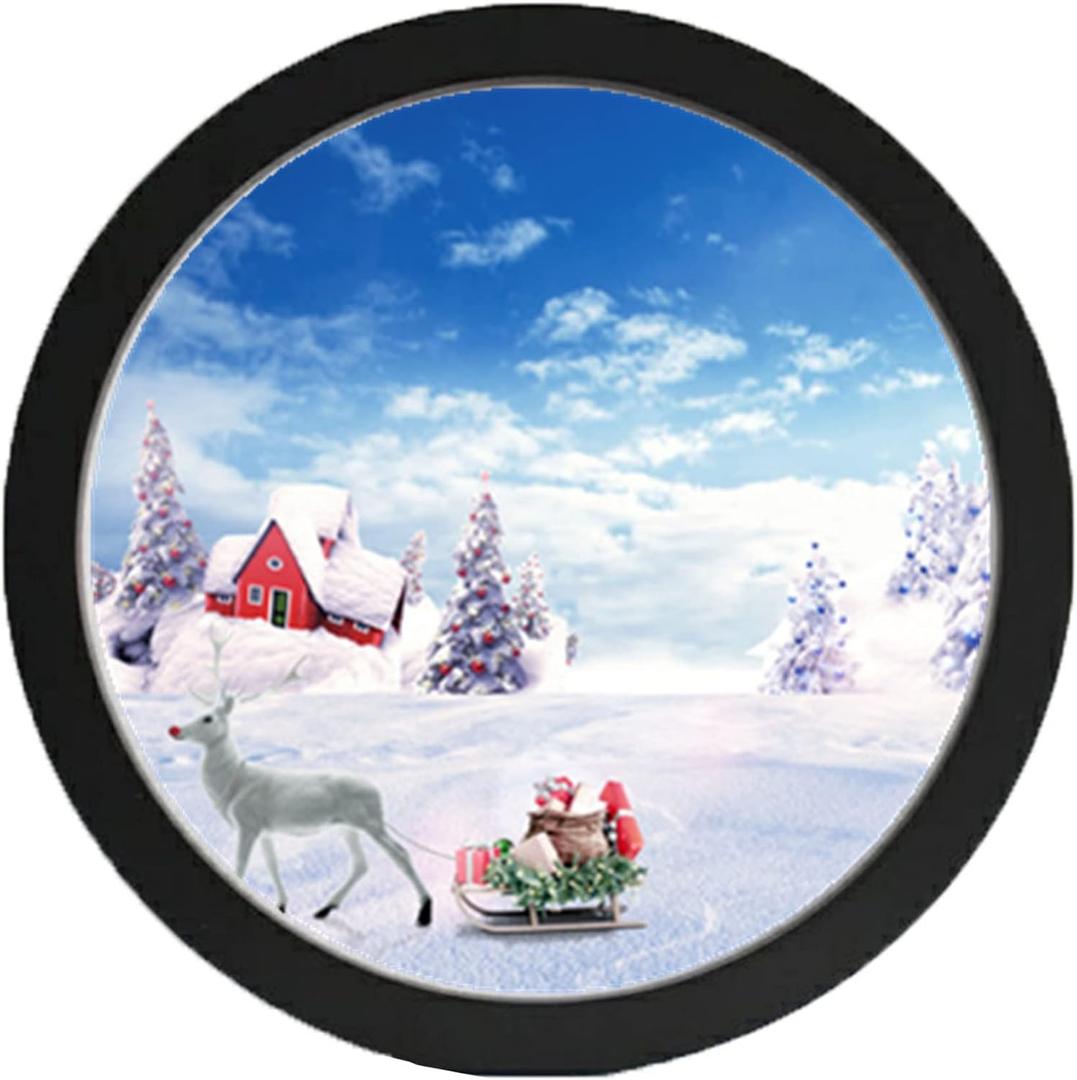 Round Photo Frame Wooden Wall Hanging Picture Frames for Home Office Wall Decor (Black, 8 inch)