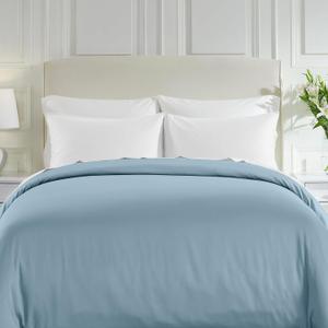 Luxury King Size Duvet Cover Only - Premium 400 Thread Count, Natural 100% Cotton Duvet Cover King, Soft Sateen Weave, Button Closure and Corner Ties - Sky Blue (No Comforter)