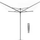 Brabantia Topspinner Outdoor 4 Arm Spinning Clothesline (164 ft/ 1.8") Rotating, Folding Clothes Drying Rack + Ground Spike (Gray)