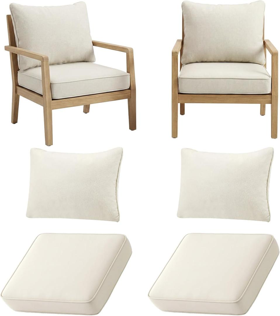 4pcs Outdoor Patio Cushion Covers Replacement, 24" Zippered Outdoor Cushion Covers Waterproof, UV Resistant & Washable Patio Furniture Cushion Covers Waterproof for Patio Sectional, Beige Covers Only