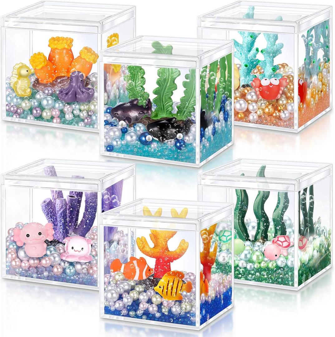Foilswirl 6 Set Under The Sea DIY Tank Under The Sea Party Favors Charms Ocean Fishing Shark Goodie Bags Turtle Party Favors Summer Crafts