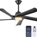 52 Inch Solid Wood Ceiling Fan with Light, (Matte Black)