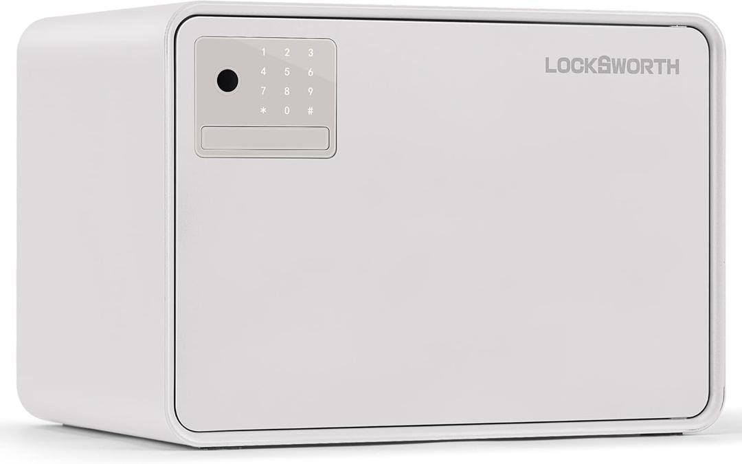 Biometric Safe for Home, 0.6 Cube Feet Auto-Open Fingerprint Safe with Touch Screen, Alarm System & Removable Shelf, Small Money Box for Cash, Jewelry, Documents, Home Office Use,White