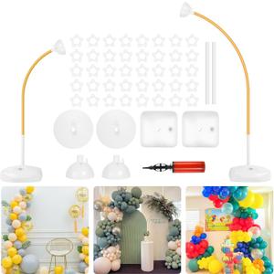 Balloon Arch Stand Kit 8.2ft and 5ft, Heavy Duty Base with Water Filling Bag, Bendable Half Arch Balloon Gold Frame - Suitable for Birthdays, Holiday Decorations and Other Indoor and Outdoor Parties.