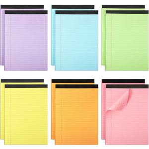 Gueevin 12 Pcs 8.5'' x 11'' Colored Legal Pads Letter Size 40 Sheets Per Notepads Micro Perforated Notebook Writing Pad for School, College, Office, Business(Colorful,Lined)
