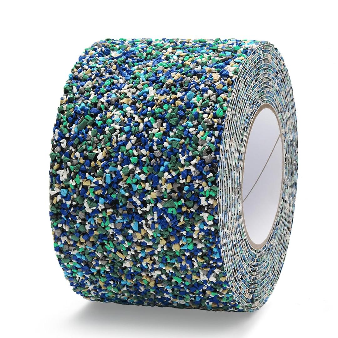 QILIMA Pool Anti Slip Tape Waterproof 4" x 15ft -Blue, Outdoor/Indoor Waterproof, Traction Stair Strips for Outdoor Steps, Non Skid Rubber Grip Tape for Trails, Bathroom, Shower