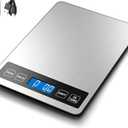 Fuzion Food Scale, 1g/0.1oz Digital Kitchen Scale - 22lb, 7 Units, Tare & PCS, Rechargeable Power, Tempered Glass & Stainless Steel - Food Weight Scale Grams and Ounces for Cooking, Baking