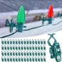 Minetom C7 C9 Christmas Light Clips Outdoor, 100 Count Universal Quick Christmas Light Spring Clips for Outside Roof Gutter Shingle Fence E12 E17 Base, Green