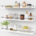 Forbena Floating Shelves for Wall 24 Inches Long, Modern White Wall Shelving Unit for Bedroom, Wood Hanging Shelf for Kitchen Bathroom Living Room Office Organizers and Storage (White and Grey)