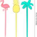 300 Pieces Plastic Cocktail Picks Fruit Stick Appetizer Picks Plastic Drink Picks Flamingo Pineapple Palm Tree Cupcake Toppers for Luau Tropical Hawaiian Pool Party Supplies, 3 Styles, 8 cm/ 3.2 inches long