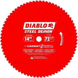 Diablo Steel Demon Cermet II Saw Blade for Medium Metal - Triple Chip Cutting Action - 14" x 72-Teeth, 1800 Max RPM - D1472CF