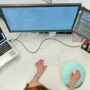 2 x BRILA Large Mouse Pad with Ergonomic Memory Foam Wrist Rest Support - Massage Holes Design - Skidproof Pu Bottom - Wrist Fatigue/Pain Relief Mousepad with Elbow Hand Cushion for Gaming & Work (Aquamarine)