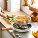 Stainless Steel 304 Strainer Scoop with Wooden Handle, Self-Draining Solid Base - Ideal for Kitchen, Pasta, Fruit, and Vegetables - 7.1in