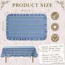 Tudomro 1 Pcs Ruffle Edge Striped Tablecloth, 84'' x 60'' Scalloped Table Cover, Farmhouse Linen Fabric Cloth for Rectangle Table, Dining Room Bridal Shower Wedding Holiday Party(Cobalt, Sky Blue)