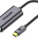 USB C to Ethernet Adapter, QGeeM Gigabit Ethernet to USB Type C, Thunderbolt 3/4 to RJ45 LAN Network Adapter Compatible for iPhone 15 Pro/max, MacBook Pro/Air, iPad Pro, Dell XPS etc-Classic Gray
