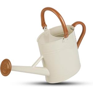 Metal Watering Can for Plants,Watering Cans for Outdoor&Indoor Gardening, Galvanized Steel Water Can with Removable Spout,Watering Pot with Ergonomic Movable Handle (Cream White)