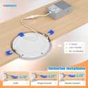 VOLISUN 24 Pack 6 inch Recessed Lighting, 5CCT LED Recessed Light with Junction Box, 2700K-5000K Selectable, 13W Eqv 120W, 1080LM Dimmable Canless Wafer Downlight, LED Ceiling Light ETL Certificated