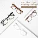 Przene 4 Pack Blue Light Blocking Reading Glasses,Readers for Women and Men with Spring Hinge (Black/Demi Brown/Leopard/Transparent)