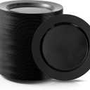 100PCS Black Plastic Dessert Plates 7inch, Premium Hard Disposable Plates for Party, Wedding