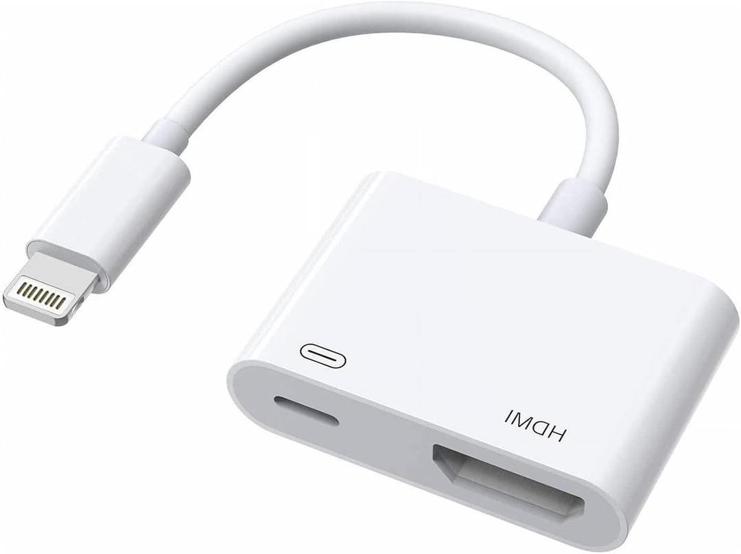 [Apple MFi Certified] Apple Lightning to HDMI Adapter for iPhone to TV, 1080P Digital AV Adapter Sync Screen Connector Cable Compatible for iPhone 14 13 12 11 XS XR X 8 iPad to HDTV Projector Monitor (1 Pack, White)