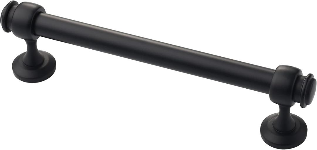 Alzassbg 10 Pack Matt Black Cabinet Pulls, 5 Inch(128mm) Hole Centers Cabinet Handles Kitchen Hardware Straight Bar for Cabinets and Drawer AL3082MB