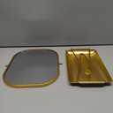 Navaris Vanity Mirror with Tray - Table Top Mirror with Metal Stand and Storage - 7" x 9" Mirror Size - for Makeup, Tabletop, Desk - Rose Gold Finish