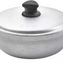 IMUSA Caldero Stock Pot with Aluminium Lid 2QT, Cast Aluminum, Perfect for Serving Small Groups, Riveted Handles, Made in Colombia, Silver