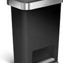 simplehuman 45 Liter / 12 Gallon Rectangular Kitchen Step Trash Can with Soft-Close Lid, Black Plastic