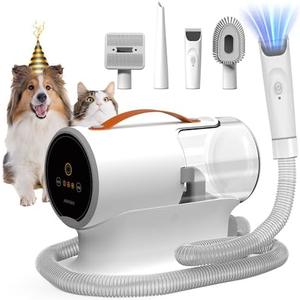 AIRROBO Dog Grooming Vacuum Kit,12000Pa Strong Pet Vacuum for Shedding,Grooming Hai,Quiet,PG100,2L Large Capacity (White)