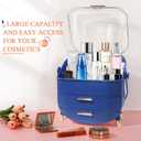 MASSY Egg Shape(Oval) Makeup Storage Box, Countertop Portable Vanity Cosmetics Organizer Preppy (Blue)
