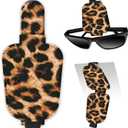 Leather Magnetic Sunglass Holder for Car Sun Visor, Cute Eyeglass Ticket Card Hanger Clip, Universal Auto Interior Accessories for SUV Pickup Truck Classic Leopard