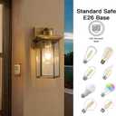 Brass Outdoor Wall Light Fixtures, Exterior Waterproof Lanterns, Porch Wall-Mounted Lights with E26 Socket and Glass Shade Modern Rustproof Wall Sconces for Yard, Front Door & Entryway.2-Pack