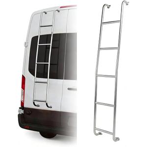 4-Step Van Ladder Stainless Steel Rear Tailgate Step Ladder for Ford Transit Medium Roof Van 2014-2022 2023 2024 2025 093TM, Electro-Polished Finish, 61 Inch Medium Roof