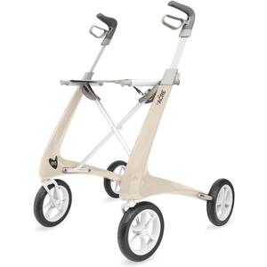 byACRE Carbon Ultralight Rollator Walker with Organizer Bag, Regular Track, 16.5" x 24" Seat (W x H), Oyster White