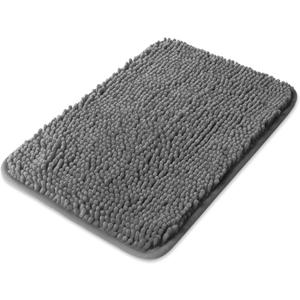 Yeaban Small Bathroom Rugs 12"x18"  Thick Chenille Bath Mats | Absorbent and Washable Bath Rug Non-Slip, Plush and Soft Rugs for Bathroom, Shower, Sink(Dark Gray)