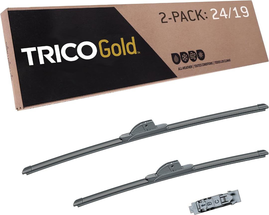TRICO Gold (18-2419) 24 & 19 Inch Pack of 2 Automotive Replacement Windshield Wiper Blades for My Car Super Premium All Weather Beam Blade for Select Vehicle Models